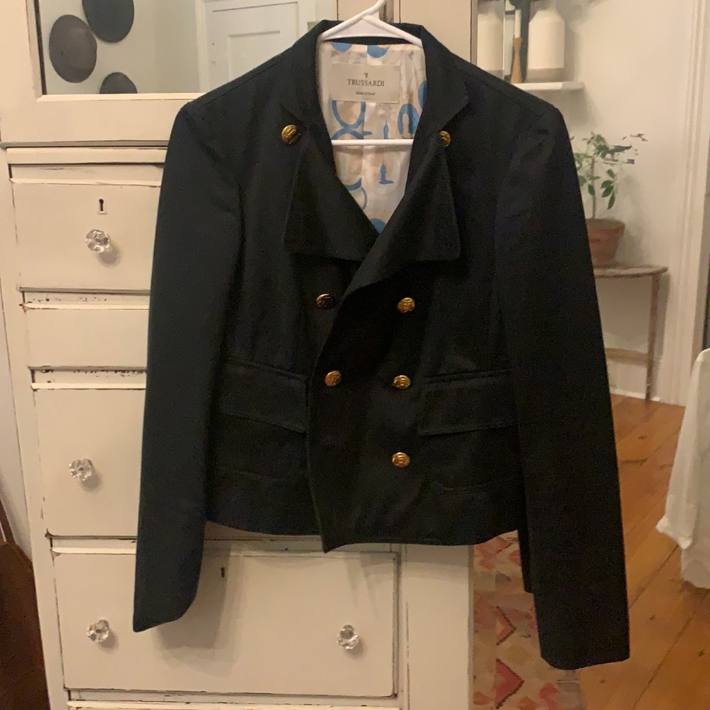 Trussardi navy jacket made in Italy 100% Cotton